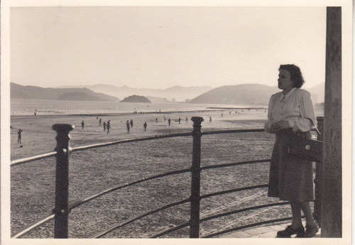 1949 Brasil Fotografia Vista Playa Ciudad De Santos Vintage