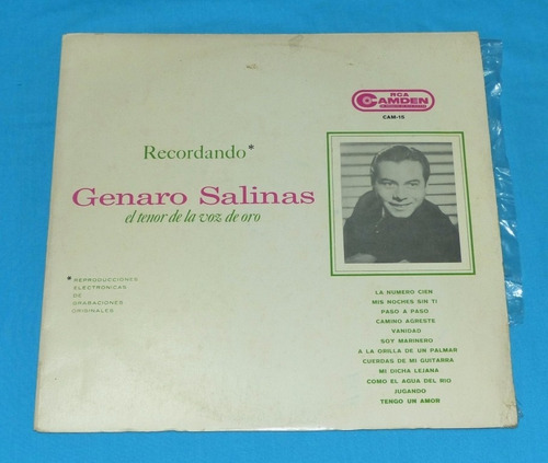 Genaro Salinas Recordando Tenor De La Voz De Oro Lp Vinilo