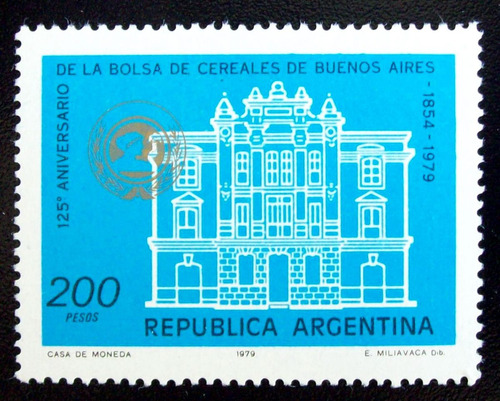 Argentina, Sello Gj 1876 Bolsa De Cereales 79 Mint L5138