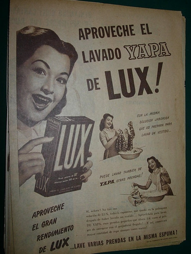 Publicidad Vintage Clipping Jabones En Polvo Lux Lavado Yapa