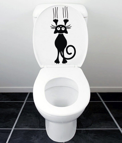 Vinilo Decorativo Diseño Gato Cat Baño Wc