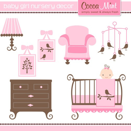 Kit Imprimible Baby Shower Nena Muebles Clipart [124]