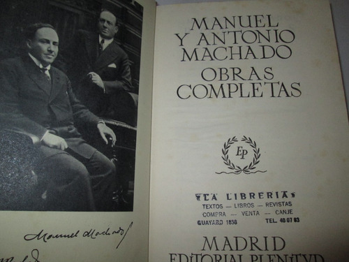 Obras Completas Manuel Y Antonio Machado 1962 Madrid