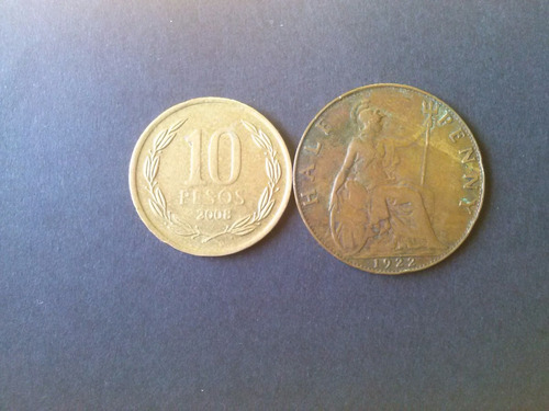 Moneda Gran Bretaña 1/2 Penny Cobre 1922 (c41)