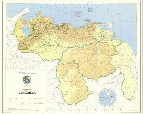 Lámina 45 X 30 Cm - Mapa Fisico De La República De Venezuela