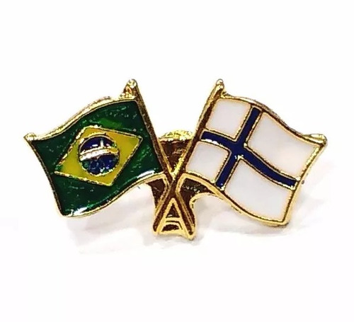 Kit 20 Bótom Pim Broche Bandeira Brasil X Finlândia Folheado