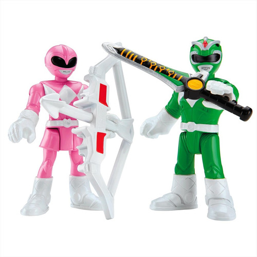 Imaginext - Bonecos Power Rangers Com 2 - Verde/rosa Chh54