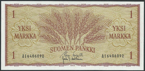 Grr-billete De Finlandia 1 Markka 1963