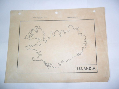 Islandia Antiguo Mapa Croquis Cartografico Escolar M.e.h