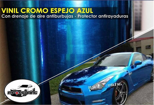 Vinil Cromo Azul Con Burbujas De Aire