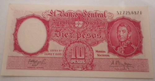 Billete De 10 Pesos Moneda Nacional 1960