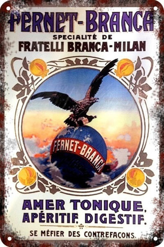 Carteles Antiguos Chapa Gruesa 30x45cm Fernet Branca Dr-066