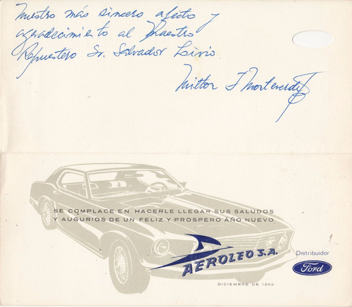 Tarjeta Fin De Año Aeroleo Sa Autos Ford Uruguay Monteverde