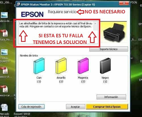 Reset Epson L100-l110-l200-l210-l300 Error Fin Almohadillas