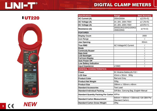 Pinza Amperimetrica Ac-dc  Uni-t  Ut-220