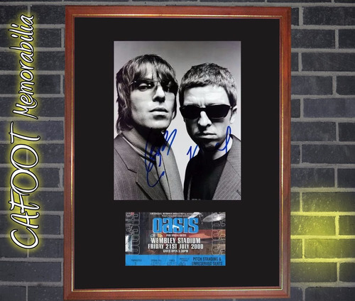 Oasis Foto Firmada Liam Noel Gallagher Entrada Wembley 2000