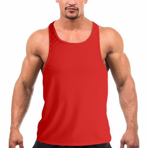 Camiseta Regata Super Cavada Lisa Treino Masculina Vermelha