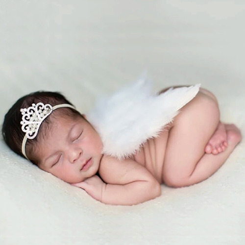 Disfraz Bebé,angel,sesión Fotos,alas Y Corona,recién Nacido
