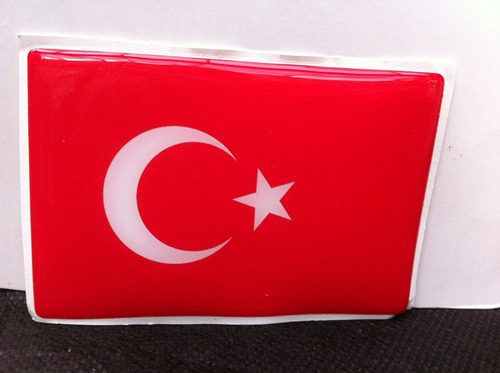 Adesivo Resinado Da Bandeira Da Turquia 9 Cm Por 6 Cm