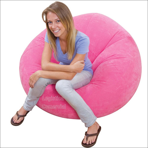 Puff Inflable Gamuzado Aterciopelado 107x104x69cm 68569 Intx