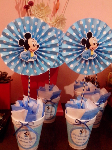 Centros De Mesa Primer Año Mickey Bebe