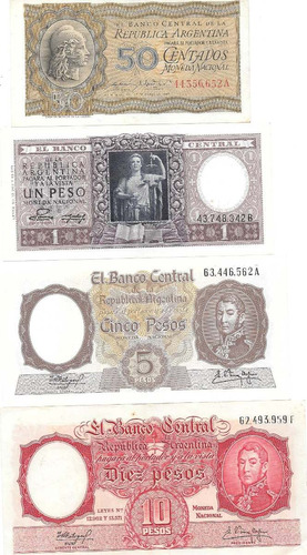 Serie De 8 Billetes Pesos Moneda Nacional Excelentes