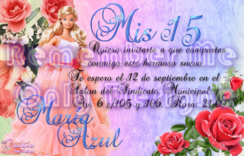 Invitacion Imprimible Barbie Personalizada 15 Años