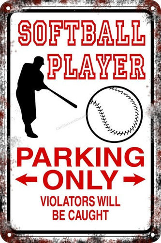 Carteles Antiguos 60x40 Parking Only Softball Player Pa-78