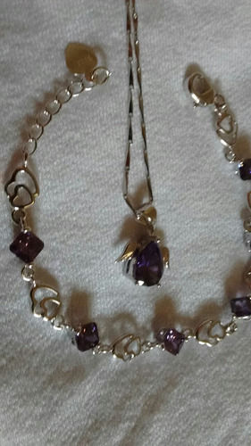 Cadena / Pulsera De Plata 925 Con Amatistas