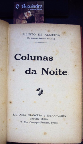 Colunas Da Noite - Filinto De Almeida - 1ª Edição (Usado)