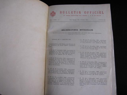 Mercurio Peruano: Libro 1961 Orden De Malta Boletin  L141