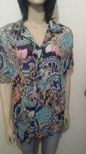 Blusa Gasa Tipo Chomba Talle Especial Mangas Corta