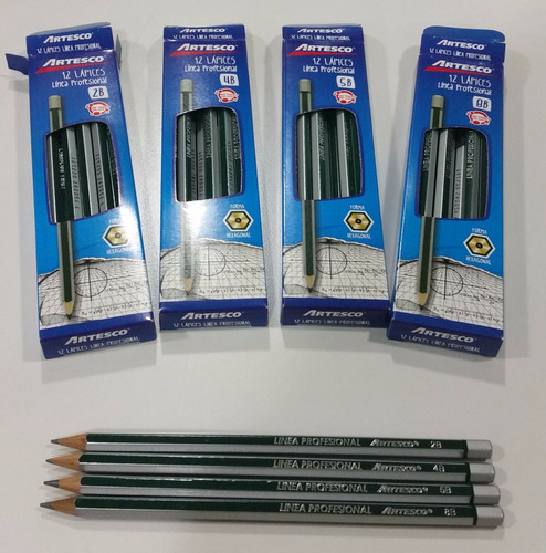 Imagen 2 de 6 de Lápiz Grafito Profesional 2b,4b,5b,8b,2h,3h X 12 Unida S/b