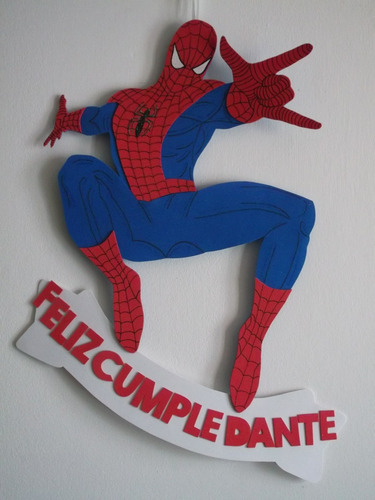 Cartel Cumpleaños - Spiderman H. Araña - Goma Eva 58 X 36 Cm