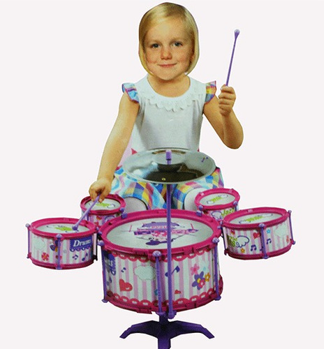 Set Bateria Musical 5 Tambores Infantil Niñas Jd 388-4