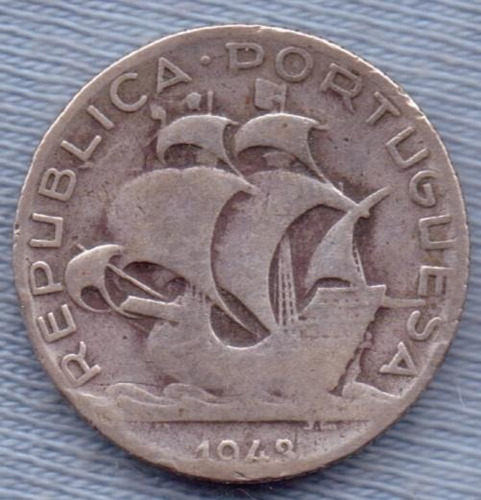 Portugal 2 1/2 Escudos 1943 Plata * Rara * Carabela *