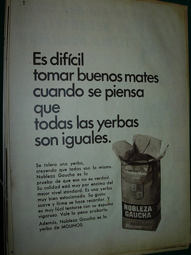 Publicidad Clipping Yerba Mate Nobleza Gaucha Paquete Molino