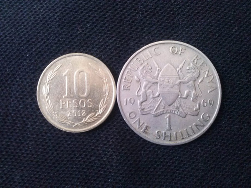 Moneda Kenya One Shilling Níquel 1969 (c42)