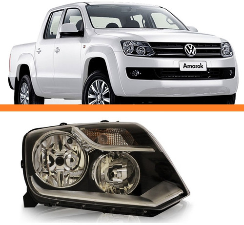 Farol Amarok Foco Duplo Máscara Negra 10 11 12 Direito