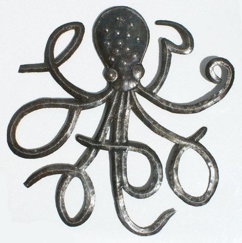 Pulpo De Metal Hecho A Mano Arte Decoracion Del Hogar 38cm