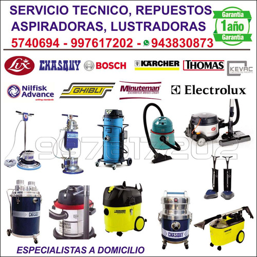 Servicio Tecnico Aspiradoras, Lustradoras/todas Las Marcas