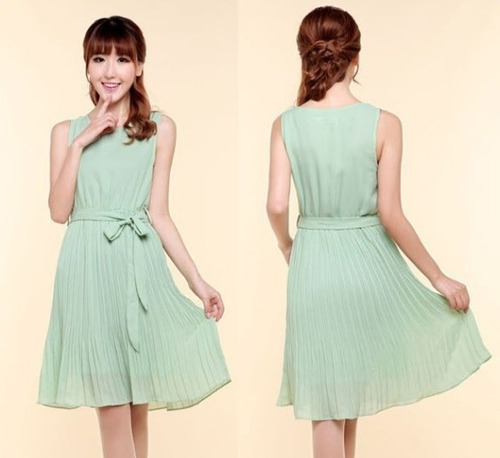 Vestido Elegante De Gasa Plisada Talla M Nuevo En Stock