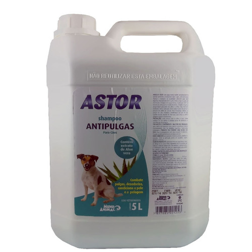 Astor Shampoo Antipulgas 5 Litros - Mundo Animal Para Cães