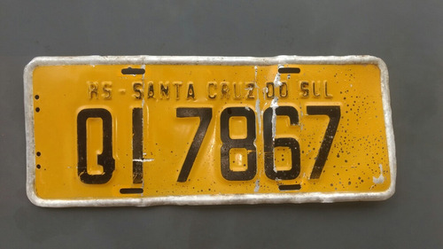 Placa Veiculo Amarela Antiga - Santa Cruz Do Sul - 2t7