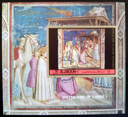 Ajman Arte Bloque Pintura Giotto Sin Dentar 1972 Usado L5689