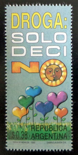 Argentina, Sello Gj 2163 Droga Decí No 1992 Mint L7222