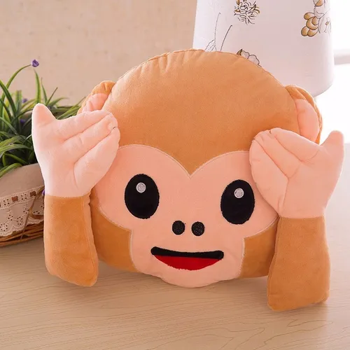 Cojín Emoticon Whatsapp Mico Mono Mizaru No Escucha 30cm