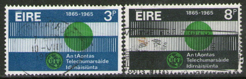 Irlanda Serie X 2 Sellos Usados 100° Telecomunicaciones 1965