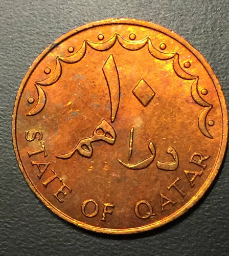 Qat005 Moneda Qatar 10 Dirhams 1973 Unc-bu Ayff (Usado)