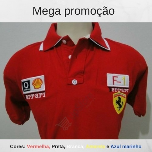 Camisa Polo Ferrari Masculina Bordada A Pronto Entrega